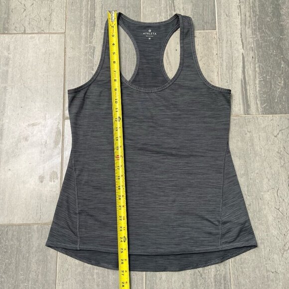 Athleta Shadow Stripe Chi Racerback Tank Top Gray Size Medium - Picture 6 of 10